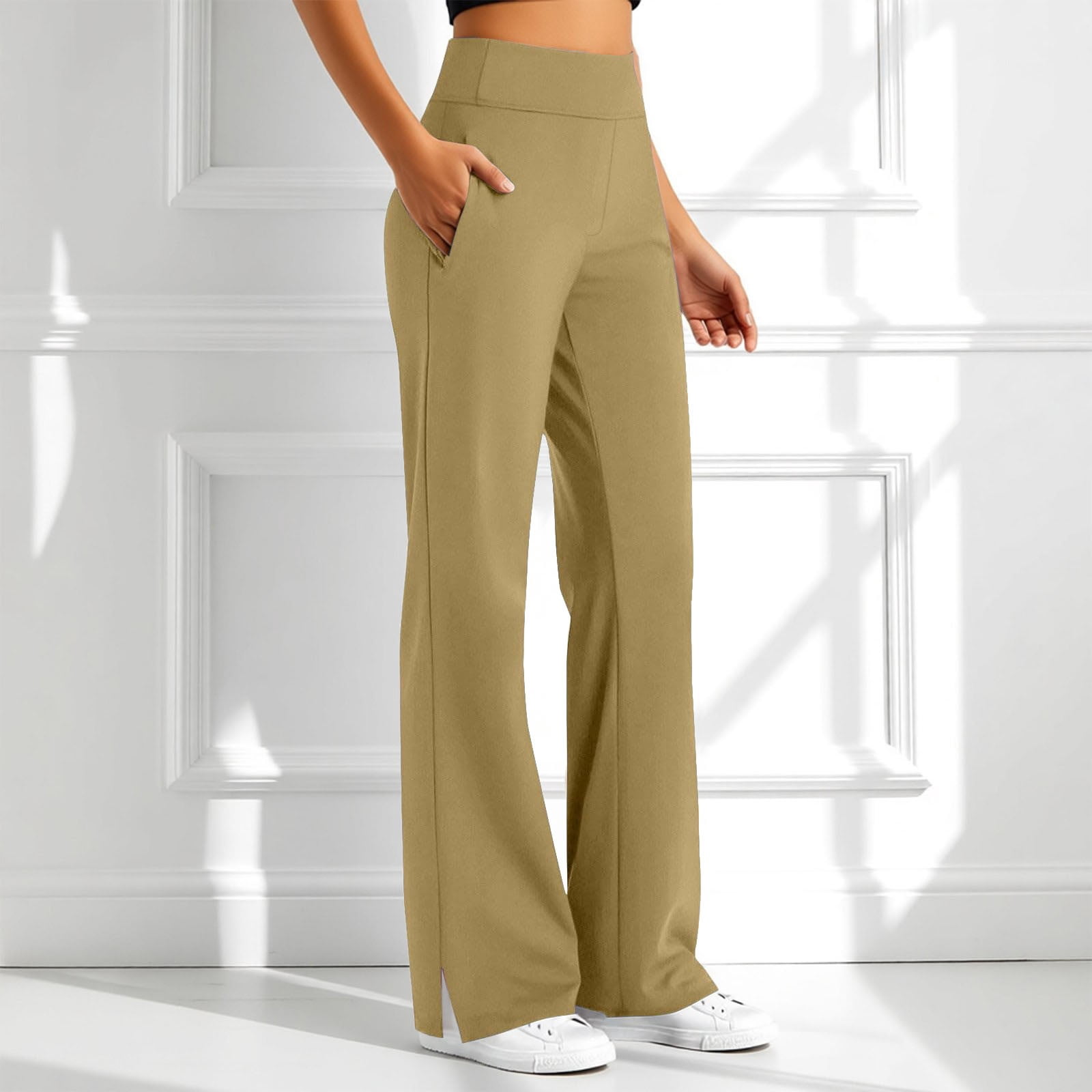 oqasdz Yoga Pants for Women High Waisted Solid Color Side Split ...