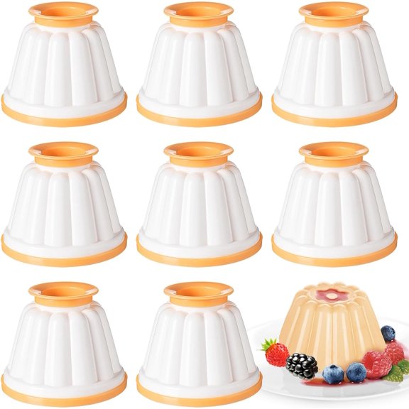 ora 8 PCS Pudding Moulds,Pudding Cups with Lid,Mini Jelly Moulds, Pudding Basins Baking Cases Yorkshire Pudding Tray DIY Baking Tins Non Stick Cooking Pans