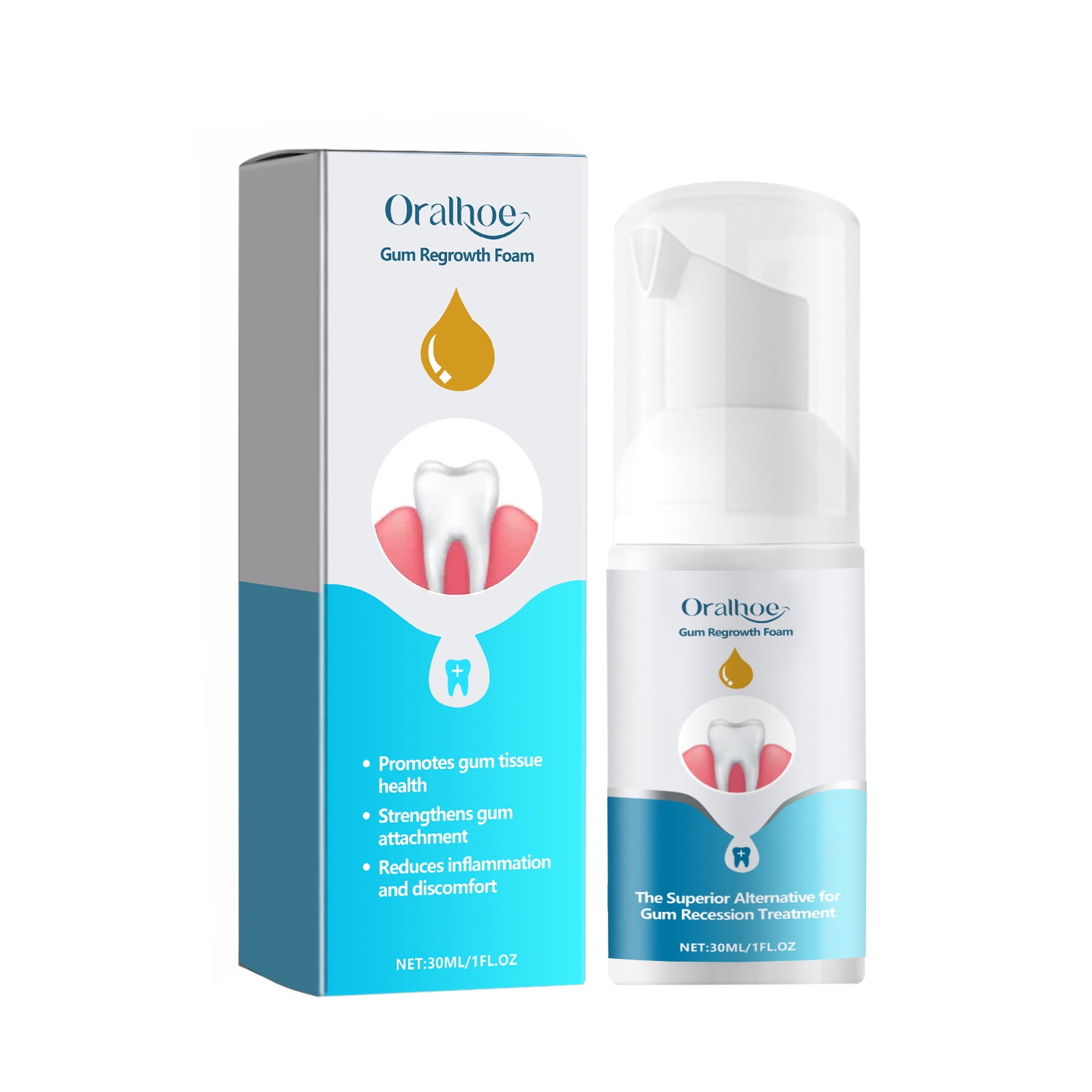 oralhoe Gum Regrowth Foam, Clean Teeth Tartar Care Gums Clean Teeth Anti-Moth Fresh Breath Mousse
