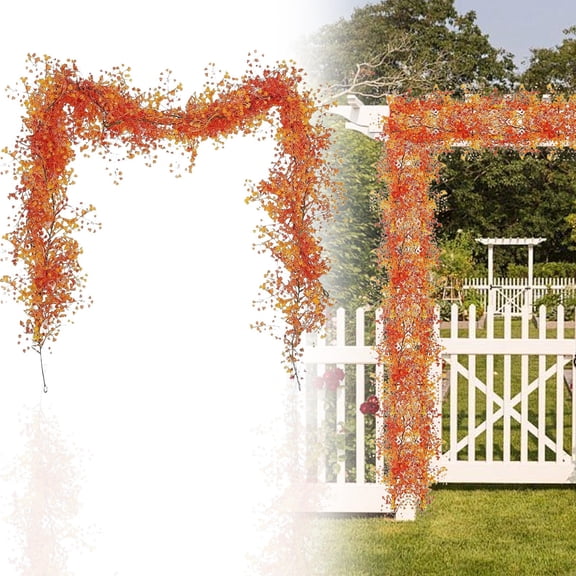 orange Garland Artificial Hanging Plants 1Pcs 5.9Ft Fake Garland Plant Greenery Faux Ferns Leaves Ivy Wreath for Halloween Thanksgiving Party Outdoor Indoor Garden Decor(orange)