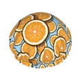 thumbnail image 1 of orange Lemon blue Shower Cap, Reusable Bath Hair Hat for all Hair Lengths Hair Cover with Elastic Band Double Waterproof Layers Bathing Hat, 1 of 5