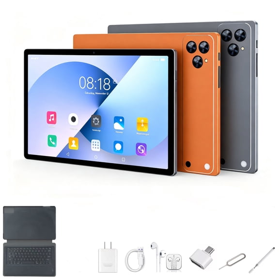 orange Tablet 2026 Newest Android 13 Tablet,10 Inch Tablet Vibrant ,5G Wi-Fi Tablet Computer,2 In 1 Tablet with Keyboard, 256GB ROM+8GB RAM ,Octa-Core Processor,1920 * 1200 IPS,Bluetooth,GPS