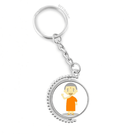 orange gown monk nepal cartoon rotatable keyholder disc accessories chain clip