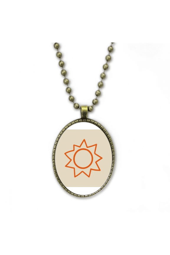 orange hand painting sun sunshine necklace vintage chain bead pendant jewelry collection