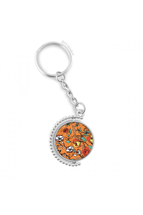 orange modern art lily camellia rotatable keyholder disc accessories chain clip
