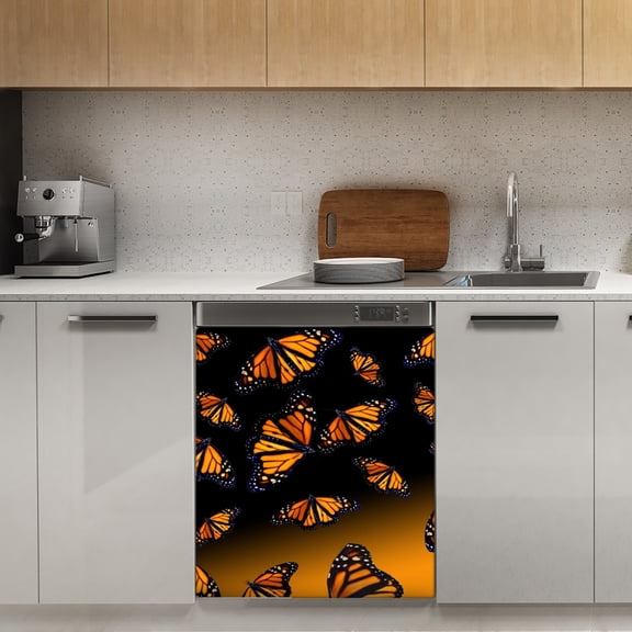 orange monarch butterflys Dishwasher Magnet Cover Decorative Sticker for Home Cabinet Kitchen 23" x26"