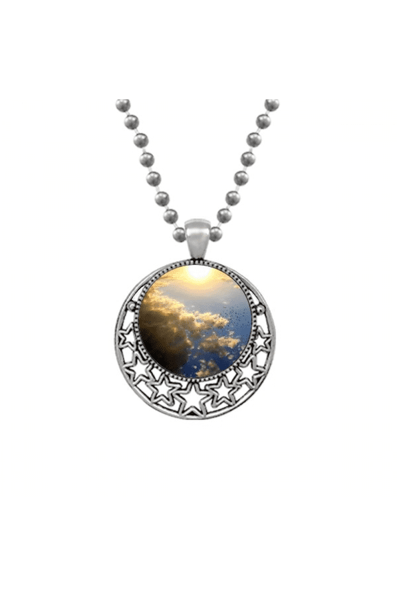 orange sunshine blue clouds necklaces pendant retro moon stars jewelry