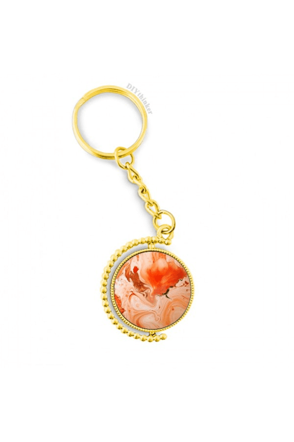 orange white marble modern pattern metal connector key chain accessory en keyholder