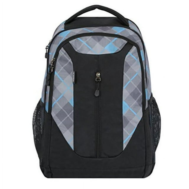 orben vertical zip laptop backpack (blue plaid)