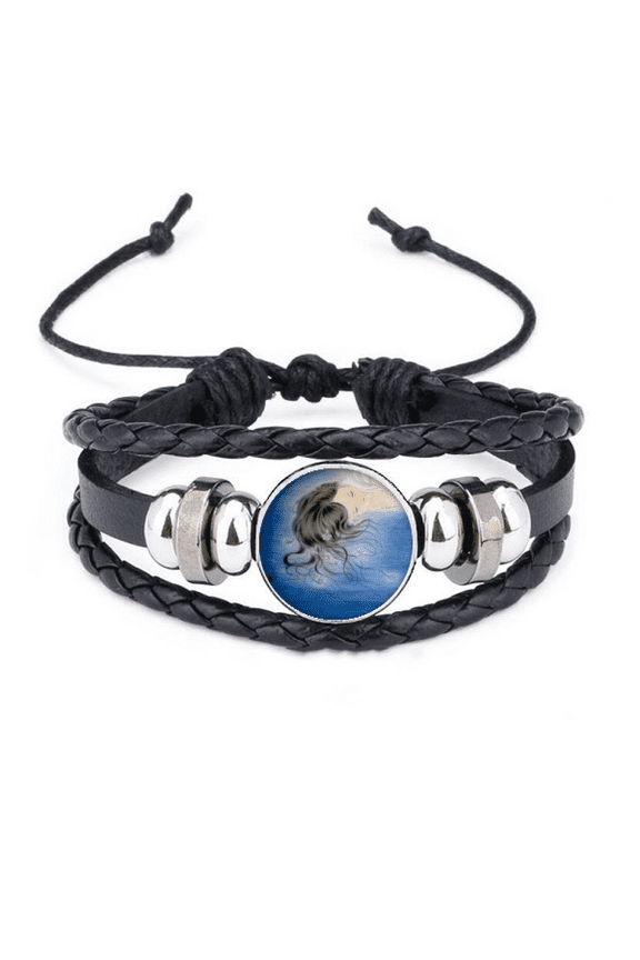 orchid fantasy girl chinese style watercolor bracelet braided leather woven wristband