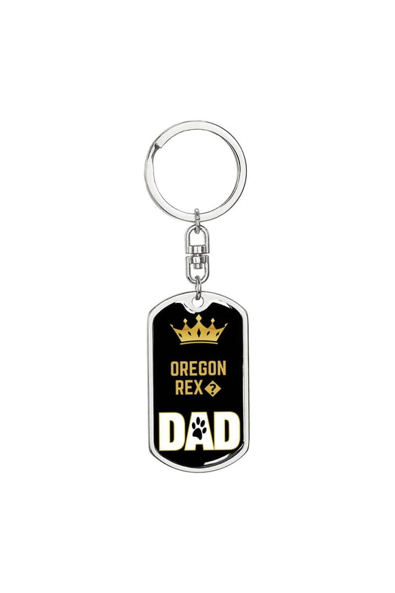 oregon Rex Cat Dad King Dog Tag Keychain Stainless Steel Silver Tone or Gold Tone