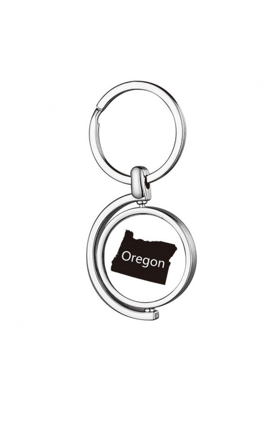 oregon the united states of amemap rotating keychain metal keyring holder