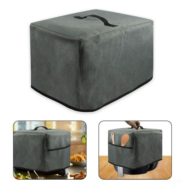 organization and storage,Air Fryer Cover Air Fryer Dust Cover With 2 Accessory Pocket Grey Easy Cleaning,Gray