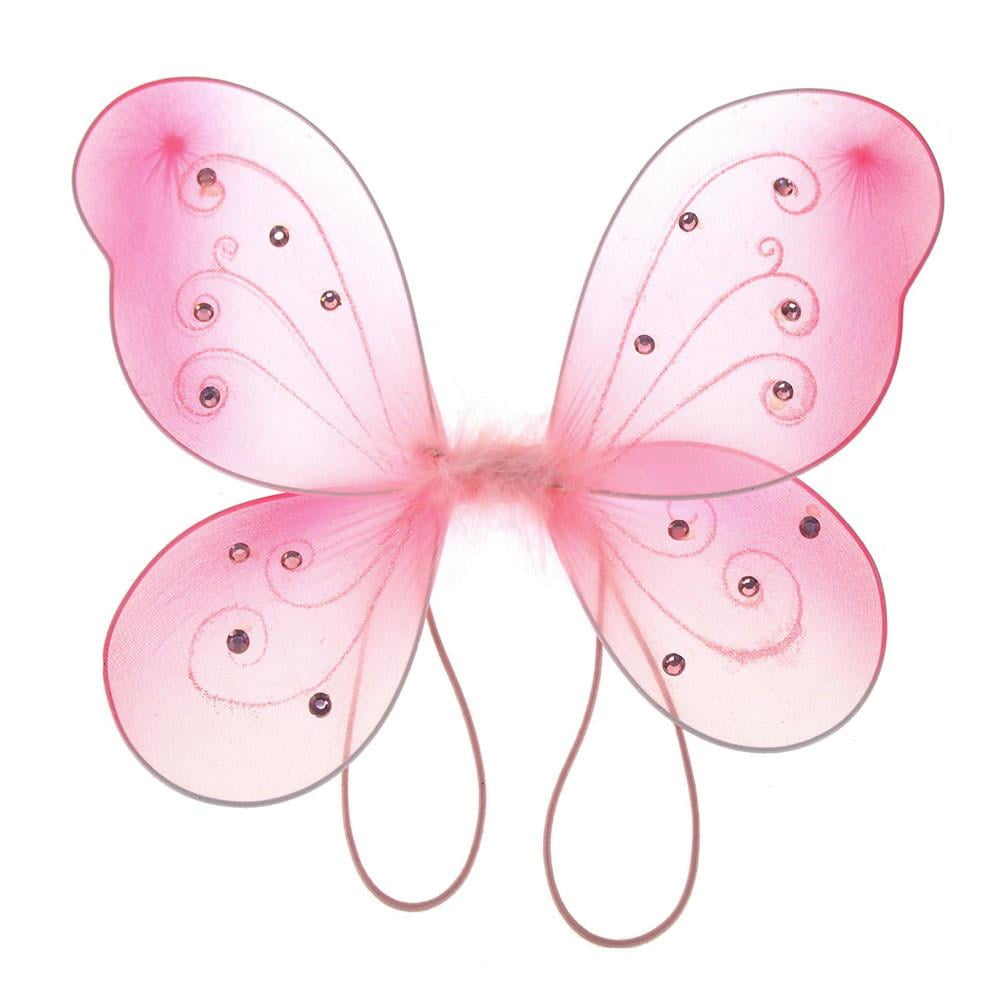 organza nylon butterfly wings with glitters, 12-inch, pink