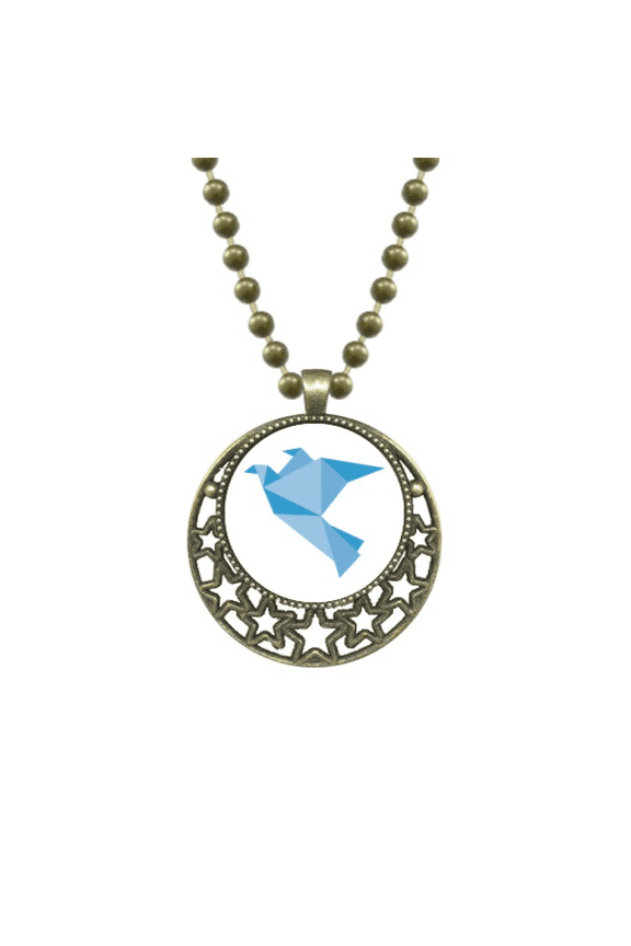 origa blue pigeon pattern pendant star necklmoon chain jewelry