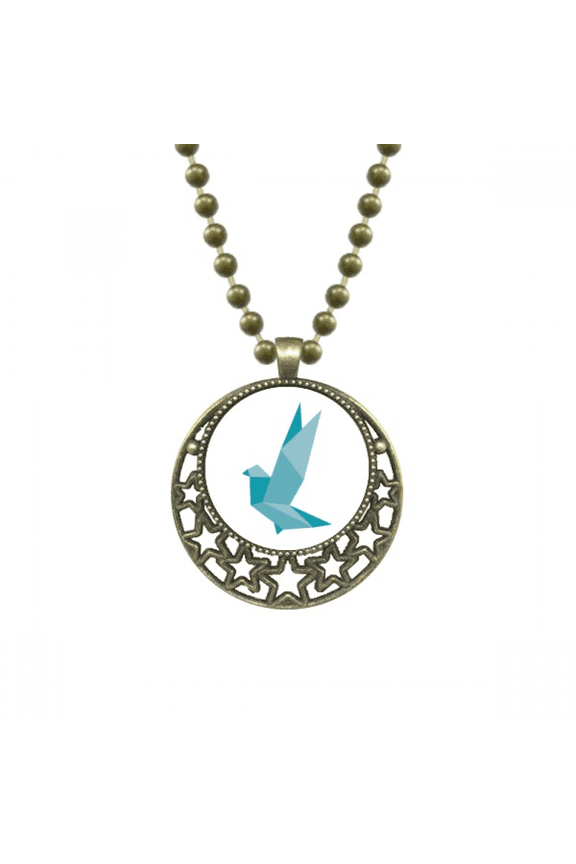 origa grenn pigeon pattern pendant star necklmoon chain jewelry
