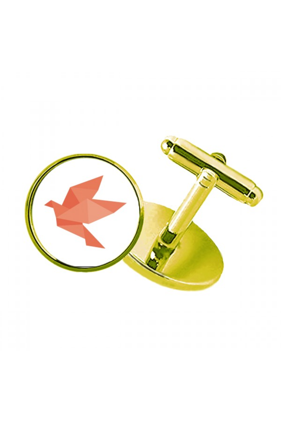 origa red bird pattern studded business metal cufflinks en