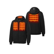 ororo 4-Zone Heated Fleece Hoodie for Men and Women with Battery, Heated Zip-Up Sweatshirt with Heated Collar Jet Black, M