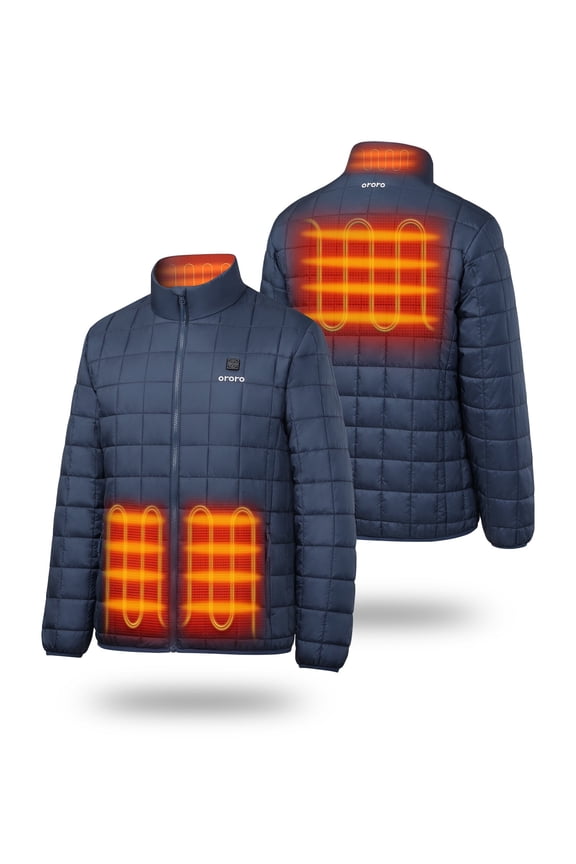 4-Zone Heated Quilted Jacket for Men with Battery, Lightweight Heating Vest (Navy Blue, 2XL)
