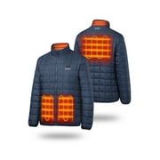 ORORO 4-Zone Heated Quilted Jacket for Men with Battery, Lightweight Heating Vest (Navy Blue, L)