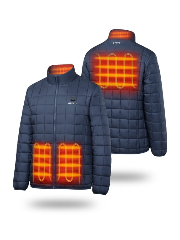 4-Zone Heated Quilted Jacket for Men with Battery, Lightweight Heating Vest (Blue, M)