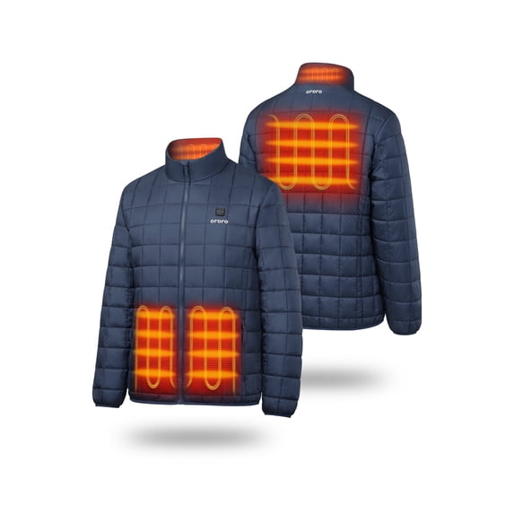 ororo 4-Zone Heated Quilted Jacket for Men with Battery, Lightweight Heating Vest (Navy Blue, M)