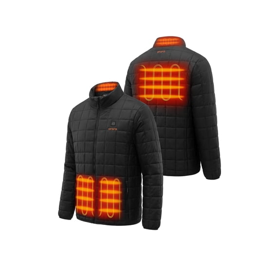 ororo 4-Zone Heated Quilted Jacket for Men with Battery, Lightweight Heating Vest (Obsidian Black, L)