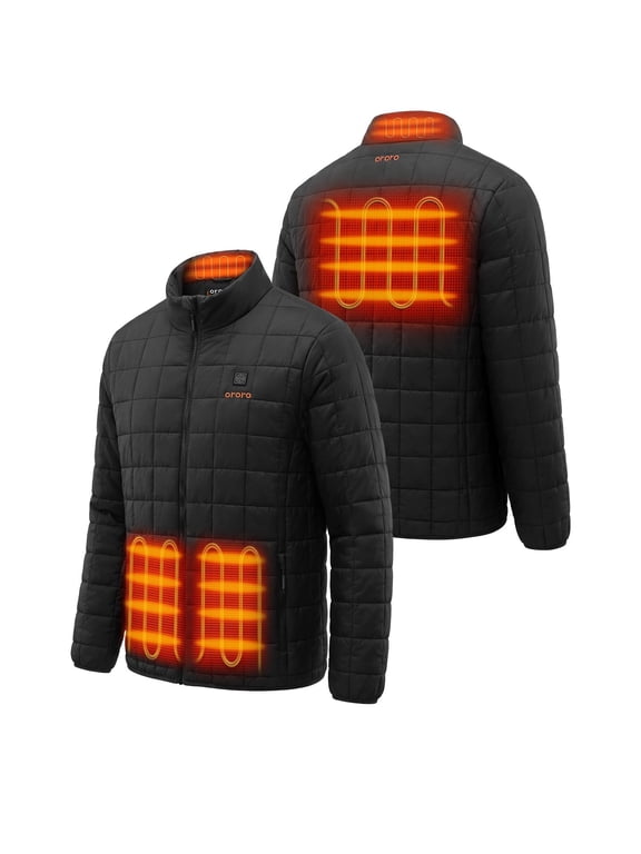 4-Zone Heated Quilted Jacket for Men with Battery, Lightweight Heating Vest (Obsidian Black, L)