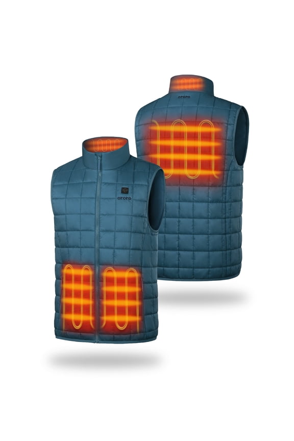 4-Zone Heated Quilted Vest for Men with Battery, Lightweight Heating Vest (Blue, L)