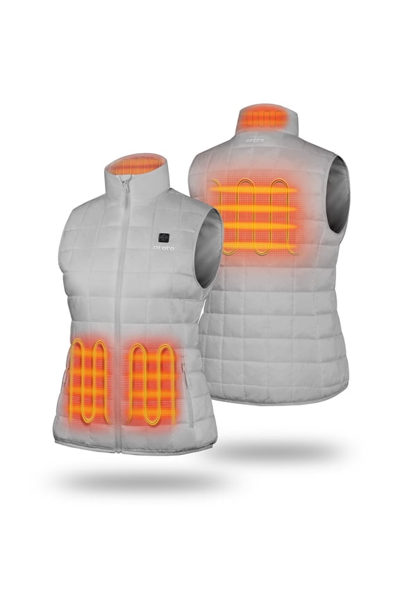 4-Zone Heated Quilted Vest for Women with Battery, Lightweight Heating Vest (Light Grey, L)