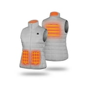 ORORO 4-Zone Heated Quilted Vest for Women with Battery, Lightweight Heating Vest (Light Grey, M)