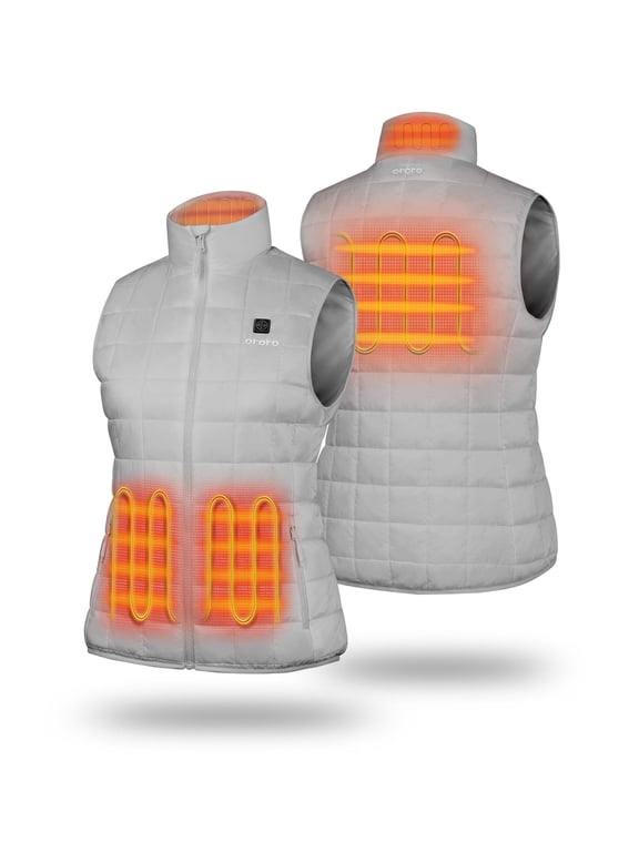 4-Zone Heated Quilted Vest for Women with Battery, Lightweight Heating Vest (Light Grey, S)