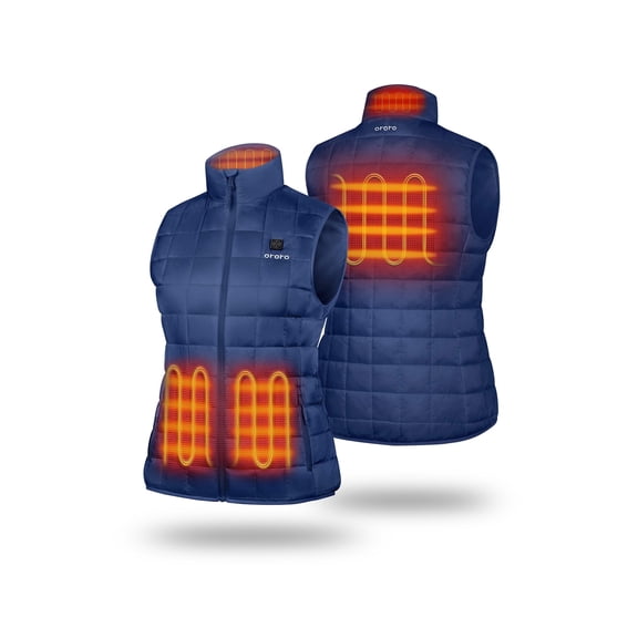 ororo 4-Zone Heated Quilted Vest for Women with Battery, Lightweight Heating Vest (Navy Blue, L)