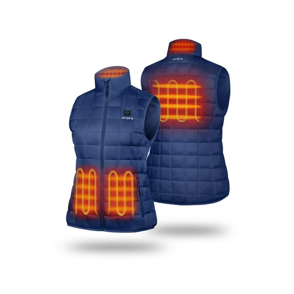 ororo 4-Zone Heated Quilted Vest for Women with Battery, Lightweight Heating Vest (Navy Blue, S)