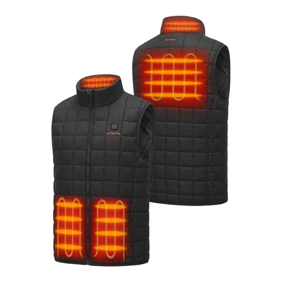 ororo 4-Zone Men's Heated Quilted Vest with Battery, Lightweight Heating Vest (Black, S)