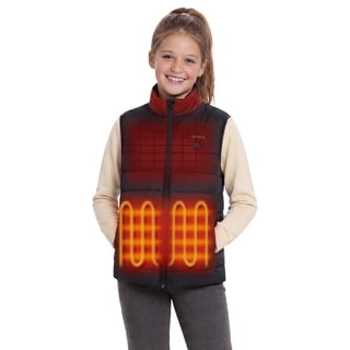 ororo Kids’ 4-Zone Heated Vest with Battery, Boys Heating Vest Girls Puffer Vest for Winter (Black, M)