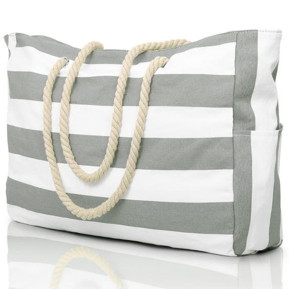 oscaurt Beach Bag Large Beach Tote for Women Weekender Bag with Zipper Waterproof Travel Holiday Essentials for Pool Swim