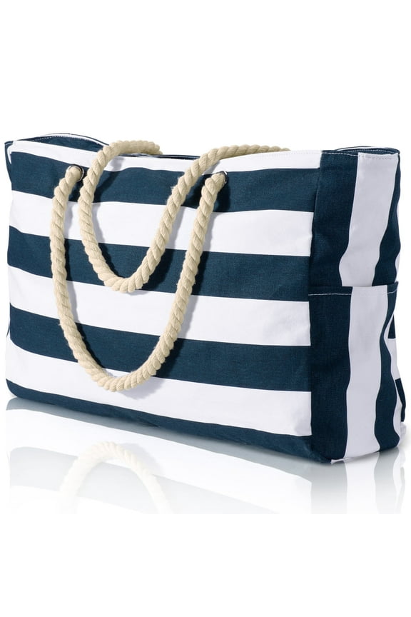 Beach Bag Large Beach Tote for Women Weekender Bag with Zipper Waterproof Travel Holiday Essentials for Pool Swim