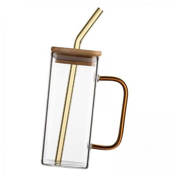 oshhni 2xGlass Mug Transparent Square Cup for Party Beverage Iced Coffee 2 Pcs