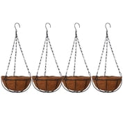 oshhni 4Pcs Metal Hanging Planter Basket With Coco Coir Liner 14 Inch Round Wire Plant