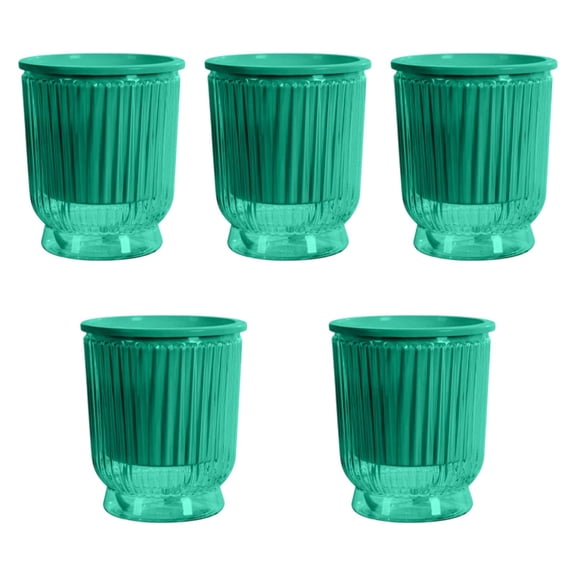 oshhni 5 Pieces Self Watering Plant Pots Desk Planters for Restaurant Balcony Patio Green 12x14.5cm