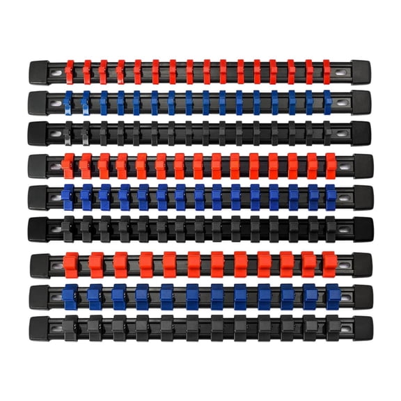 oshhni 9 Pieces Socket Organizers Convenient Effectively Heavy Duty for Tool Drawer Black Red Blue