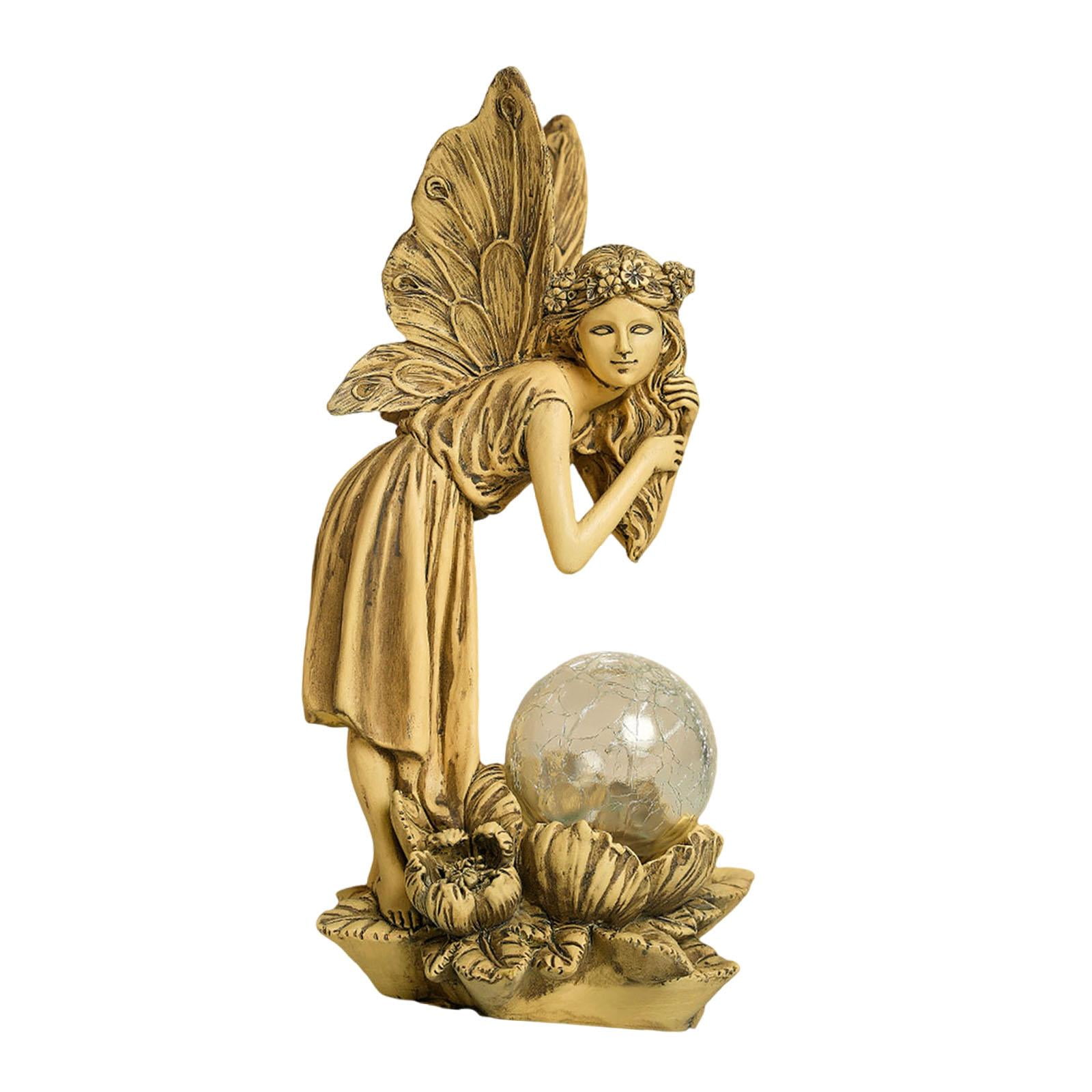 oshhni Angel Ornament Angel Statue Craft Girl ,Garden Figurine Angel Sculpture for Lawn Home Courtyard Outside Yard Art yellow