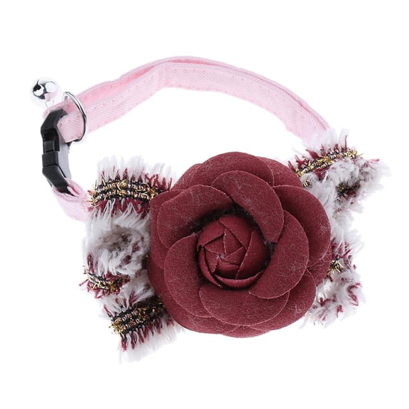 oshhni Attractive Pet Cozy Collar Flower Bowtie For Dog Puppy Adjustable Length Red M
