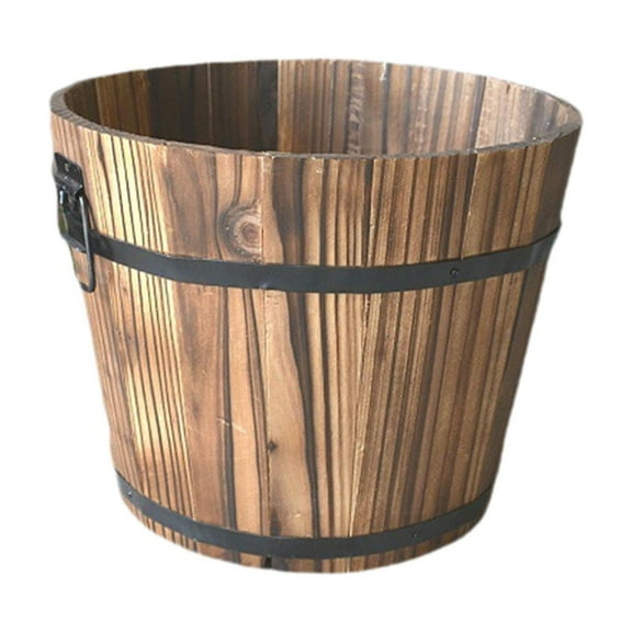 oshhni Barrel Planter Multipurpose Crafts Flower Bucket for Backyard Indoor Outdoor