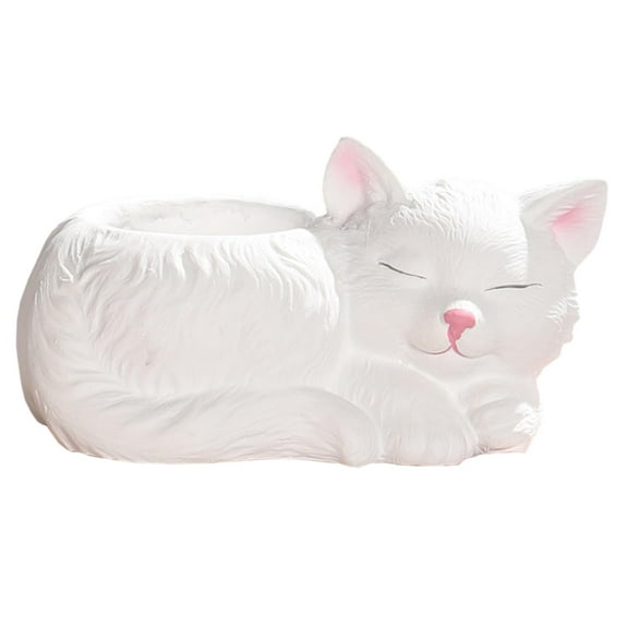 oshhni Cartoon Cat Flower Pot Crafts Animal Cat Vase Planter for Bedroom Patio Yard