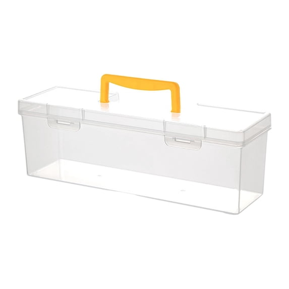oshhni Clear Tool Box with Handle Container Case Bin Hardware Storage Box Organizer Yellow35.8x12x10.8cm