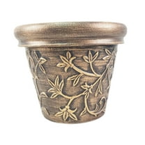 oshhni Flower Pot Antique Vine Pattern Rustic Planter for Home Decor Balcony Garden Bronze