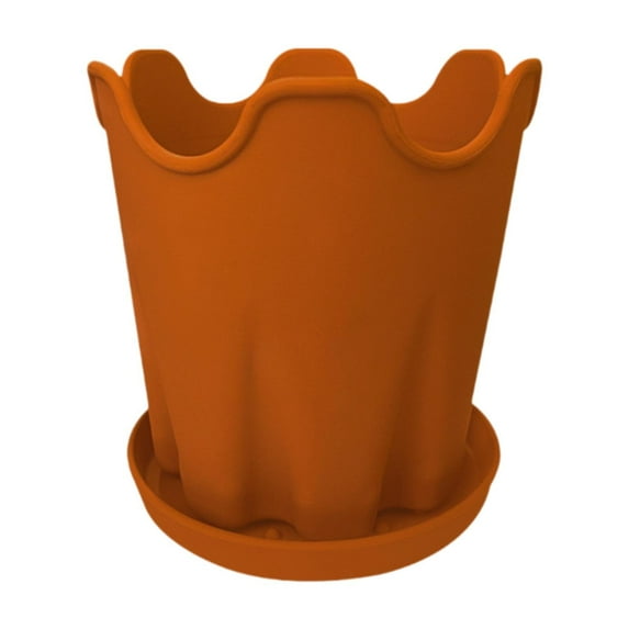 oshhni Flower Pot with Base Portable with Drainage Hole for Floor Living Room Shelf Brown