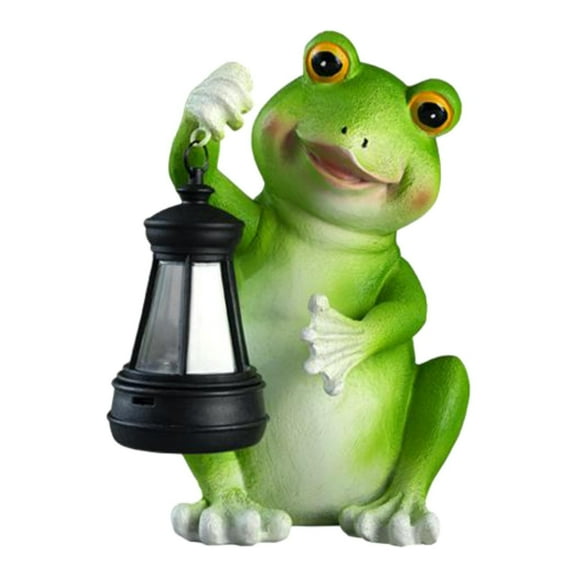 oshhni Garden Solar Frog Statue Light Farmhouse Yard Decor Outdoor Figurine Lantern